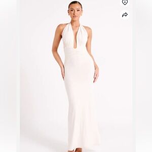MESHKI - Jovanna Slinky Halter Maxi Dress - Sand